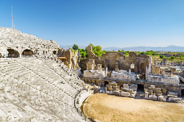 Obraz premium View of the ancient theatre in Side, Turkey