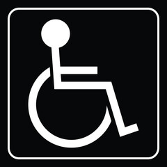 disabled icon, black and white, vector illustration 