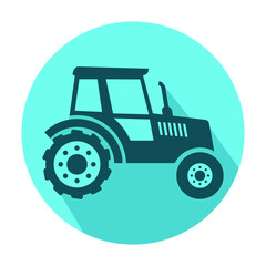 tractor icon, circle, vector illustration 