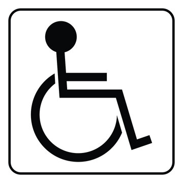 disabled icon, black and white, vector illustration 