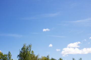 Fototapeta premium Clouds in a bright blue sky in sunlight