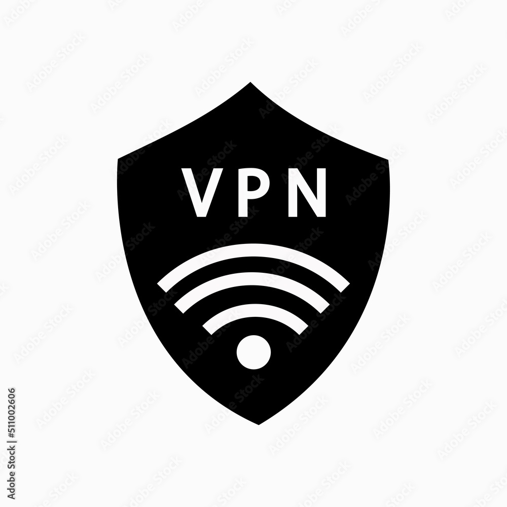 Poster vpn - virtual private network icon. simple shield with wi-fi symbol. outline modern design element. 