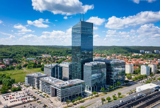 Gdansk, Poland - June 3, 2022: Olivia Star skyscraper in Gdansk, Poland. Olivia Star at 156 meters is the highest building at Baltic Sea of Poland.