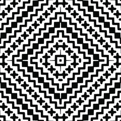 Abstract geometric seamless pattern.  Black and white vector background. black mandala.