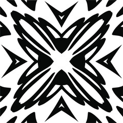 Abstract geometric seamless pattern.  Black and white vector background. black mandala.