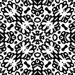 Abstract geometric seamless pattern.  Black and white vector background. black mandala.