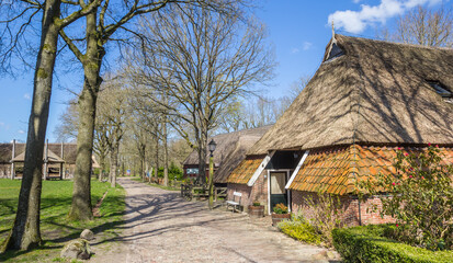 Fototapeta na wymiar Panorama of an old historic farm in Orvelte, Netherlands