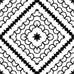 Abstract geometric seamless pattern.  Black and white vector background. black mandala.