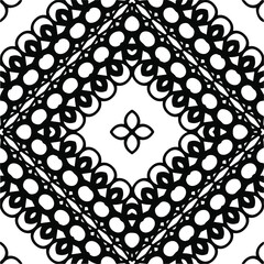 Abstract geometric seamless pattern.  Black and white vector background. black mandala.