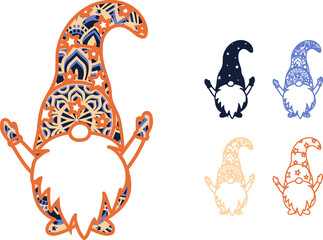 Mandala design. This design consists of several layers. You can change the color and size of the design. Cut each layer and glue together.