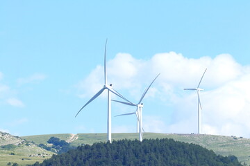 Wind turbines on the hill in Lika region, Croatia