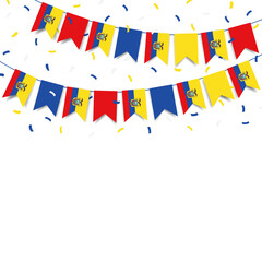 Vector Illustration of  Ecuador Independence Day. Garland with the flag of Ecuador on a white background.
