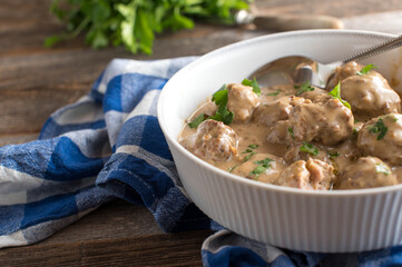 Traditional swedish köttbullar with cream sauce