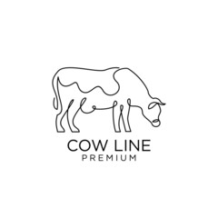 Cow farm line mono single drawing logo icon design template