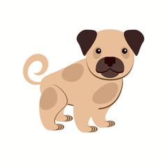 Cartoons pug dog on white background