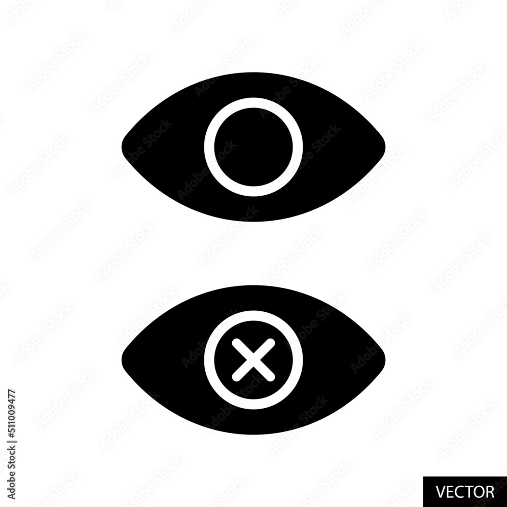 Poster confidential, show password and hide password vector icons in flat style design for website design, 