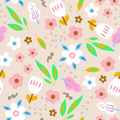 Seamless floral pattern. Cute pattern in small flower. Seamless pattern vector design for fashion, fabric, wallpaper, etc.
