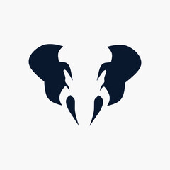 Elephant minimalist logo. Simple negative space vector design.