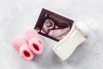 Ultrasound picture of unborn baby - pregnancy concept