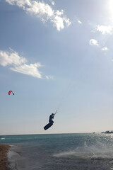 kite surfing in the sea