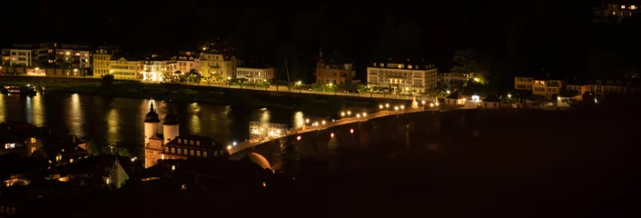 Foto op Plexiglas Alte Brücke Heidelberg bei Nacht © lea