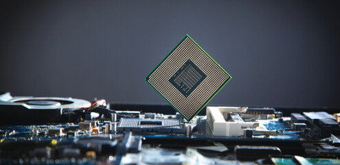 Cpu processor on computer motherboard.