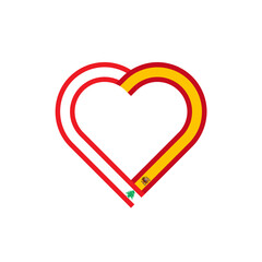 unity concept. heart ribbon icon of lebanon and spain flags. vector illustration isolated on white background