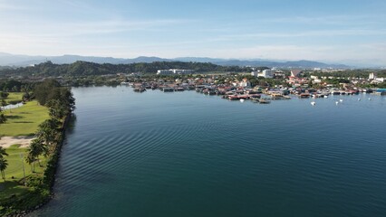 Naklejka na ściany i meble Kota Kinabalu, Sabah Malaysia – June 15, 2022: The Sutera Harbour, Resorts and Marina Bay