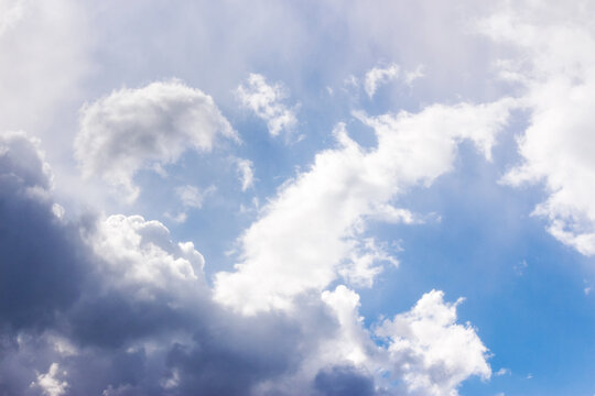 blue sky and white clouds on a sunny weather. atmosphere air freedom concept. nature series in spring. creative gradient background for installation and design