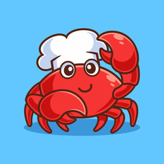 Cartoon Crab with Chef Hat Toque