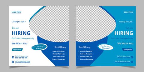 We Are Hiring Job Vacancy Social Media Post Square Web Banner Template Design