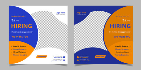 We Are Hiring Job Vacancy Business Social Media Post Square Web Banner Template Design
