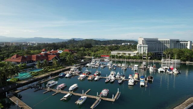 Kota Kinabalu, Sabah Malaysia &ndash; June 15, 2022: The Sutera Harbour, Resorts and Marina Bay