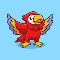 Cute Parrot Cartoon flap Wings