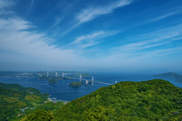 しまなみ海道の来島海峡大橋　亀老山展望公園からの眺め