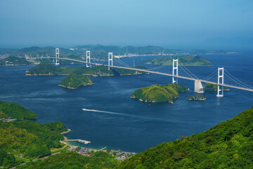 しまなみ海道の来島海峡大橋　亀老山展望公園からの眺め