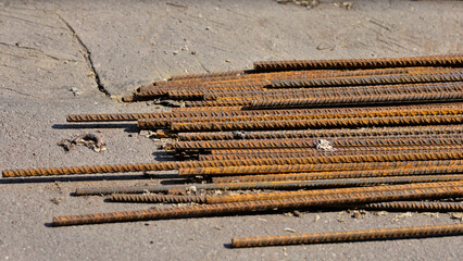 A bundle of rusty rebar