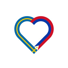 unity concept. heart ribbon icon of sweden and philippines flags. vector illustration isolated on white background