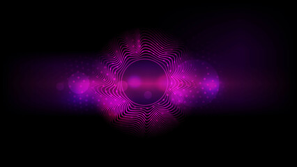 Neon Pink Vibrating Circle Lines with Dots Illustration