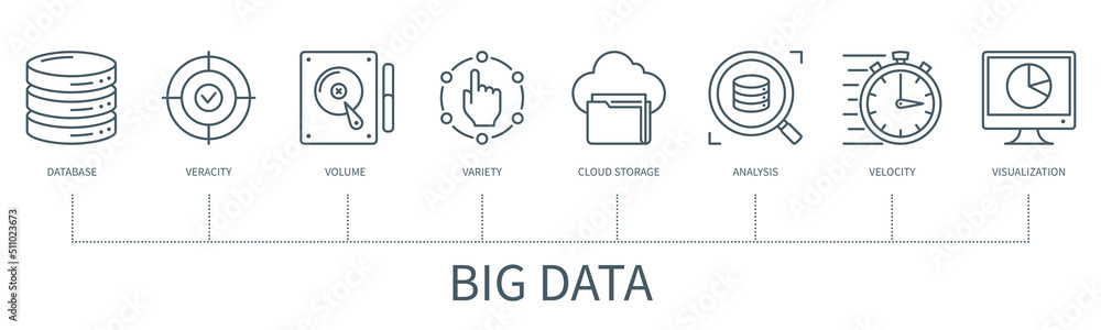 Aufkleber big data vector infographic in minimal outline style