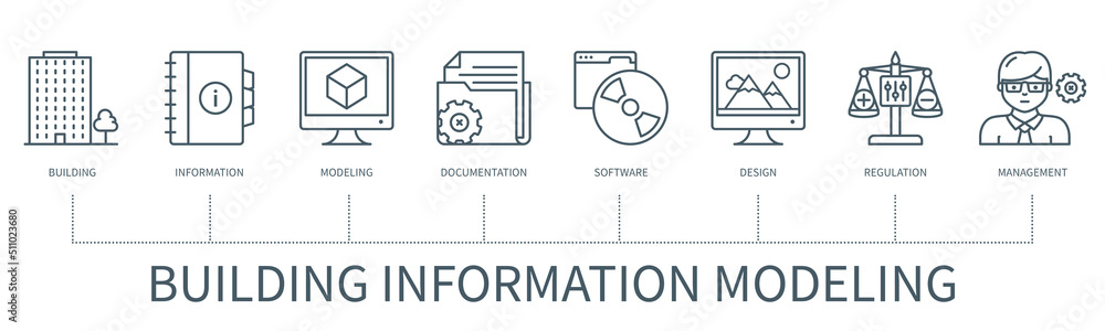 Poster building information vector infographic in minimal outline style