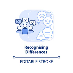 Recognising differences light blue concept icon. Personal approach. Learning abstract idea thin line illustration. Isolated outline drawing. Editable stroke. Arial, Myriad Pro-Bold fonts used