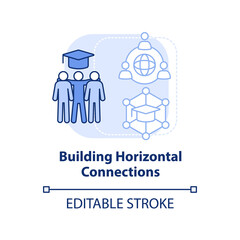 Fototapeta na wymiar Building horizontal connections light blue concept icon. Principle of learning abstract idea thin line illustration. Isolated outline drawing. Editable stroke. Arial, Myriad Pro-Bold fonts used