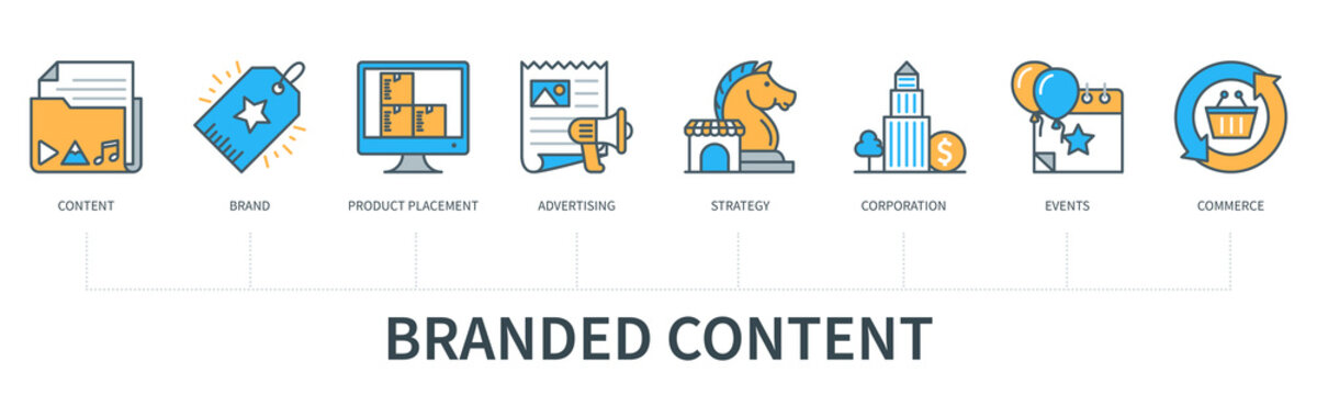 Branded Content Vector Infographic In Minimal Flat Line Style