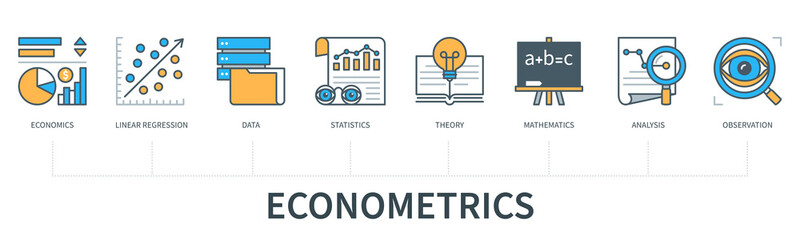 Econometrics vector infographic in minimal flat line style