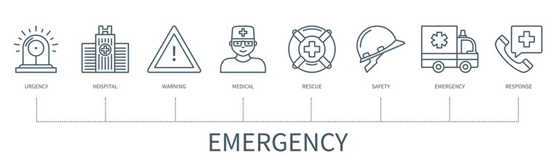 Emergency vector infographic in minimal outline style