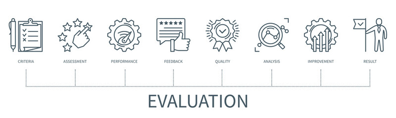 Evaluation vector infographic in minimal outline style