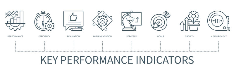 Key performance indicator vector infographic in minimal outline style
