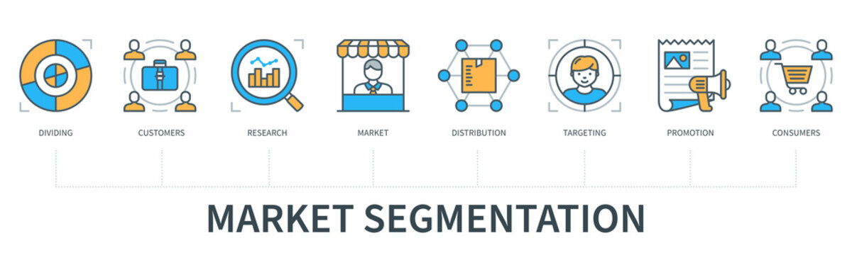 Market Segmentation Vector Infographic In Minimal Flat Line Style