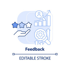 Feedback light blue concept icon. Progress rating, evaluation. Principle of learning abstract idea thin line illustration. Isolated outline drawing. Editable stroke. Arial, Myriad Pro-Bold fonts used